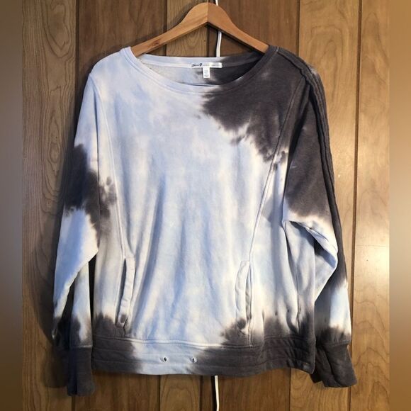 Seven 7 Gray& Blue tie dye thumbhole sweatshirt. Size large. - Picture 1 of 9